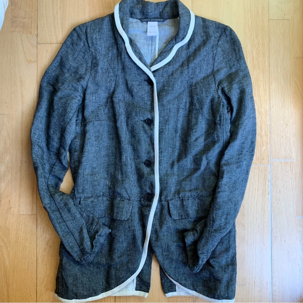 Elemente Clemente Linen Herringbone Grey Blazer